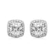 Load image into Gallery viewer, Jewelili Sterling Silver with Cubic Zirconia and Round Clear Crystal Halo Stud Earrings
