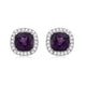 Load image into Gallery viewer, Jewelili Sterling Silver With Cushion Cut Amethyst and Round Created White Sapphire Stud Earrings
