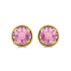Load image into Gallery viewer, Jewelili 10K Yellow Gold with Round Rose Crystal Stud Earrings
