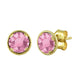 Load image into Gallery viewer, Jewelili 10K Yellow Gold with Round Rose Crystal Stud Earrings
