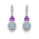 Load image into Gallery viewer, Jewelili Sterling Silver With Created Opal and Pink Sapphire and White Sapphire Dangle Earrings
