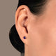 Load image into Gallery viewer, Jewelili 10K Yellow Gold with Round Shape Amethyst Stud Earrings
