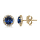 Load image into Gallery viewer, Jewelili 10K Yellow Gold with Round Created Blue Sapphire and White Sapphire Stud Earrings
