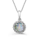 Load image into Gallery viewer, Jewelili Zirconia Pendant Necklace with Round Shape Created Opal in Sterling Silver 
