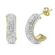 Load image into Gallery viewer, Jewelili 10K Yellow Gold Round White Cubic Zirconia Hoop Earrings
