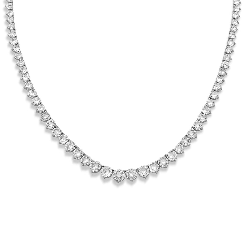 Jewelili Sterling Silver with Cubic Zirconia Classic Tennis Necklace