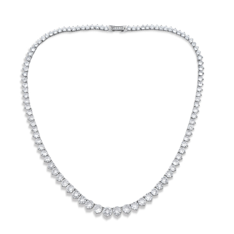 Jewelili Sterling Silver with Cubic Zirconia Classic Tennis Necklace