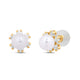 Load image into Gallery viewer, Jewelili Stud Earrings with Round Pearl and Round White Cubic Zirconia in 10K Yellow Gold View 1
