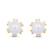 Load image into Gallery viewer, Jewelili Stud Earrings with Round Pearl and Round White Cubic Zirconia in 10K Yellow Gold View 2
