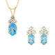 Load image into Gallery viewer, Jewelili 10K Yellow Gold with Oval Swiss Blue Topaz with Round Created White Sapphire Pendant Earrings Set
