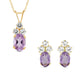 Load image into Gallery viewer, Jewelili 10K Yellow Gold with Oval Amethyst and Round Created White Sapphire Stud Earrings and Pendant Necklace, 18&quot; Rope Chain Box Set
