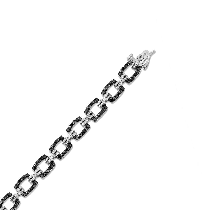 Jewelili Bracelet with Treated Black Diamonds and White Diamonds in Sterling Silver 1.00 CTTW View 2