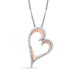 Load image into Gallery viewer, Jewelili Heart Pendant Necklace with Natural White Round Diamonds in 10K Rose Gold over Sterling Silver 1/10 CTTW 
