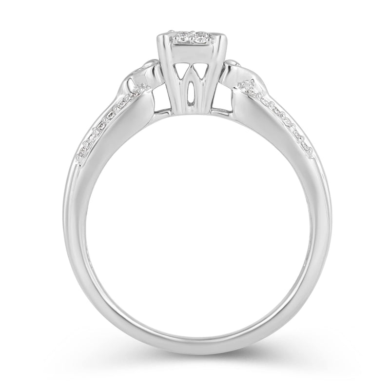 Jewelili Engagement Ring with Diamonds in 10K White Gold 1/3 CTTW View 3