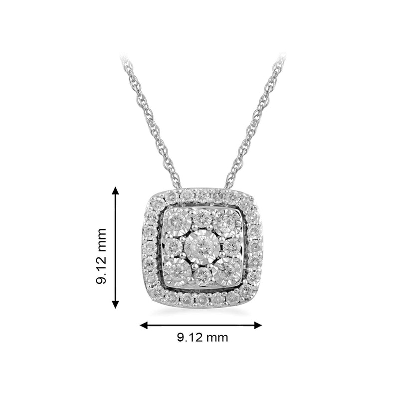 Jewelili Sterling Silver With 1/4 CTTW Diamonds Fashion Pendant Necklace