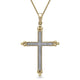 Load image into Gallery viewer, Jewelili 10K Yellow Gold with Natural White Diamonds Cross Pendant Necklace
