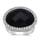 Load image into Gallery viewer, Jewelili Halo Ring with Oval Black Onyx and Created White Sapphire in Brass View 1
