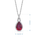 Load image into Gallery viewer, Jewelili 10K White Gold With Created Ruby and Created White Sapphire with Natural White Diamonds Teardrop Pendant Necklace
