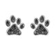 Load image into Gallery viewer, Jewelili Sterling Silver With 1/6 CTTW Treated Black Diamonds Dog Paw Stud Earrings
