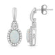 Load image into Gallery viewer, Jewelili Dangle Earrings with Created Opal and Created White Sapphire over Sterling Silver view 3
