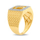 Load image into Gallery viewer, Jewelili Yellow Gold over Sterling Silver With 1/10 CTTW Natural White Round Diamonds Cross Texture Men&#39;s Ring
