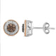 Load image into Gallery viewer, Jewelili Cluster Stud Earrings with Champagne and White Diamonds in 14K Rose Gold over Sterling Silver 1/4 CTTW View 5
