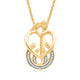 Load image into Gallery viewer, Jewelili Parents with Four Child Family Pendant Necklace with Diamonds in 18K Yellow Gold over Sterling Silver 1/10 CTTW View 1

