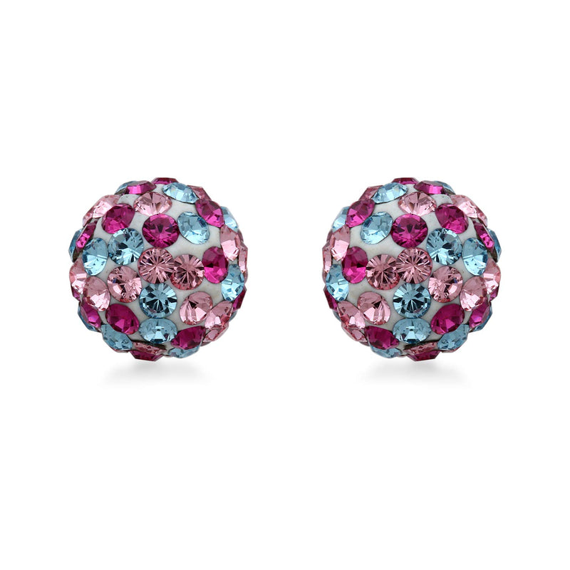 Jewelili Multi Color Gemstone Earrings with Round Cubic Zirconia in 10K Yellow Gold View 2