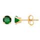 Load image into Gallery viewer, Jewelili Stud Earrings with Round Cut Created Emerald in 10K Yellow Gold view 3
