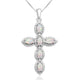 Load image into Gallery viewer, Jewelili Sterling Silver With Created Opal and Created White Sapphire Cross Pendant Necklace
