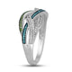 Load image into Gallery viewer, Jewelili Sterling Silver 1/5 Cttw Treated Blue Diamonds and Treated Green Diamonds with Natural White Round Diamond Highway Ring

