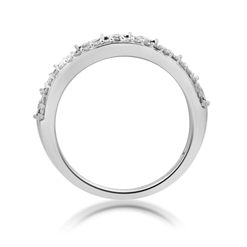 Jewelili Sterling Silver With 1/2 CTTW Natural White Diamonds Anniversary Ring