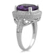 Load image into Gallery viewer, Jewelili Ring with Cushion Shape Amethyst and Round Created White Sapphire in Sterling Silver View 2
