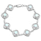 Load image into Gallery viewer, Jewelili Link Bracelet with Created Opal and Natural Diamonds in Sterling Silver View 1
