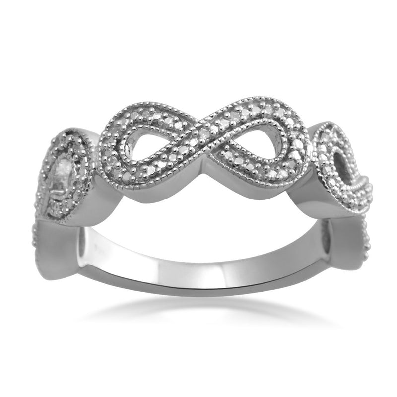 Jewelili Infinity Ring with Natural White Round Diamonds in Sterling Silver View 1
