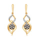 Load image into Gallery viewer, Jewelili Dangle Earrings with Champagne Diamonds and White Diamonds in 14K Yellow Gold over Sterling Silver 1/4 CTTW View 2
