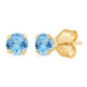 Load image into Gallery viewer, Jewelili Stud Earrings with Round Shape Swiss Blue Topaz in Yellow Gold
