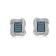 Load image into Gallery viewer, Jewelili Sterling Silver With 1/3 CTTW Treated Blue and White Natural Diamond Frame Stud Earrings
