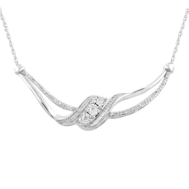 Jewelili Sterling Silver With 1/5 CTTW Natural White Diamonds Necklace Pendant