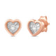 Load image into Gallery viewer, Jewelili Heart Stud Earrings with Natural White Round Shape Diamonds in 14K Rose Gold Over Sterling Silver
