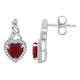 Load image into Gallery viewer, Jewelili Twisted Dangle Earrings with Created Ruby and Created White Sapphire over Sterling Silver view 3
