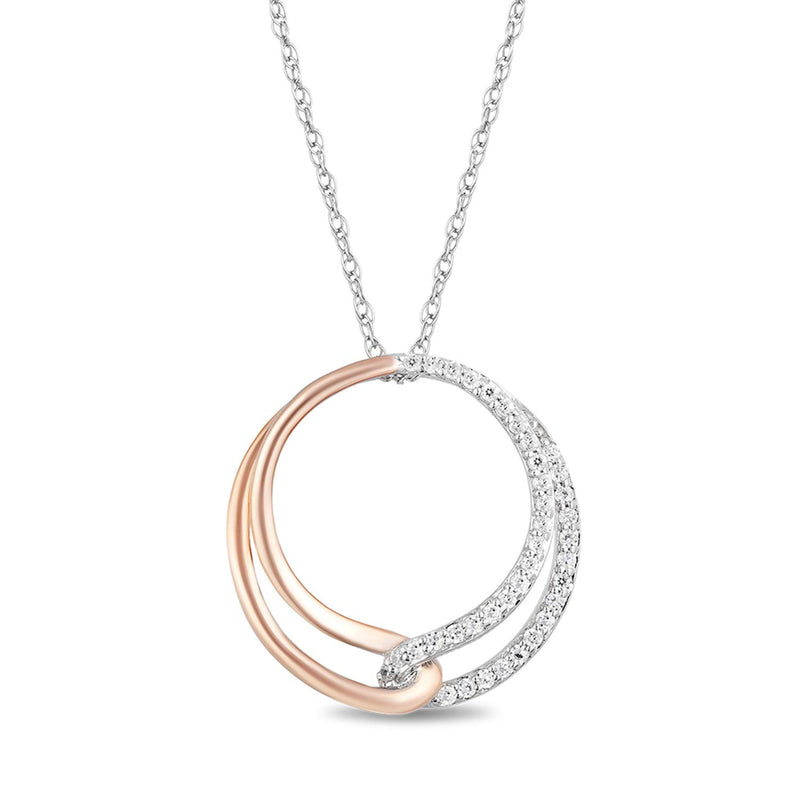 Jewelili Sterling Silver With 1/6 CTTW Diamonds Pendant Necklace