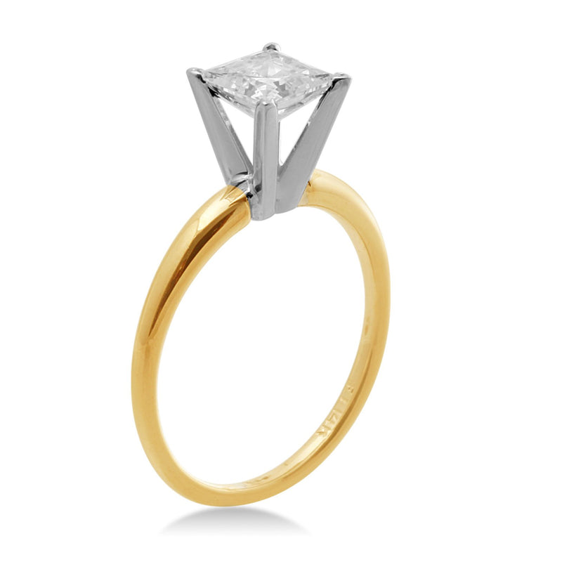 Jewelili Cubic Zirconia Solitaire Engagement Ring in 14K Yellow Gold View 1