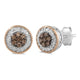 Load image into Gallery viewer, Jewelili Cluster Stud Earrings with Champagne and White Diamonds in 14K Rose Gold over Sterling Silver 1/4 CTTW View 1
