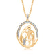 Load image into Gallery viewer, Jewelili 18K Yellow Gold Over Sterling Silver With 1/10 CTTW Diamonds Parent and Two Children Family Heart Pendant Necklace
