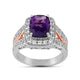 Load image into Gallery viewer, Jewelili 14K Rose Gold Over Sterling Silver with Amethyst and Created White Sapphire Halo Ring
