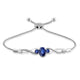 Load image into Gallery viewer, Jewelili Bolo Bracelet Oval Shape &amp; Round Shape Created Blue Sapphire with Created White Sapphire in Sterling Silver
