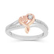 Load image into Gallery viewer, Jewelili Heart Ring with Natural White Diamonds in Rose Gold over Sterling Silver 1/10 CTTW View 1
