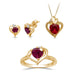 Load image into Gallery viewer, Jewelili Cubic Zirconia Heart Ring, Stud Earrings and Pendant Necklace Jewelry Set with Created Ruby in 18K Yellow Gold over Sterling Silver View 1
