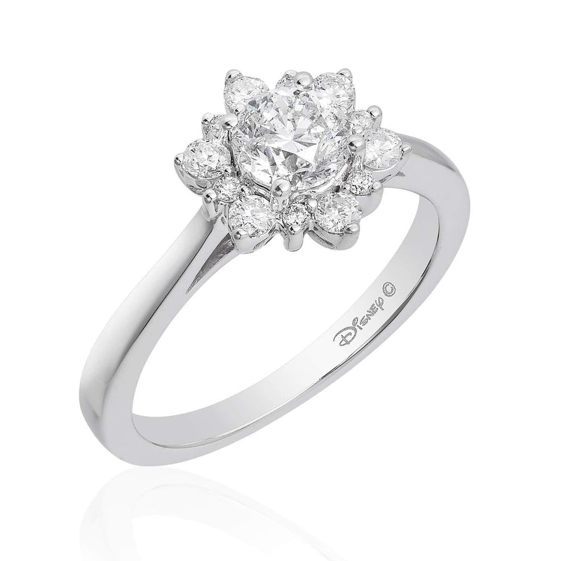 Enchanted Disney Fine Jewelry 14K White Gold 1 CTTW Snowflake Elsa Engagement Ring